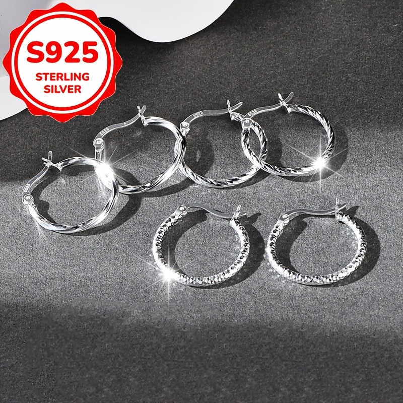 2pcs Women's Fashion Stud Earrings, Easy Circle 925 Silver Gift